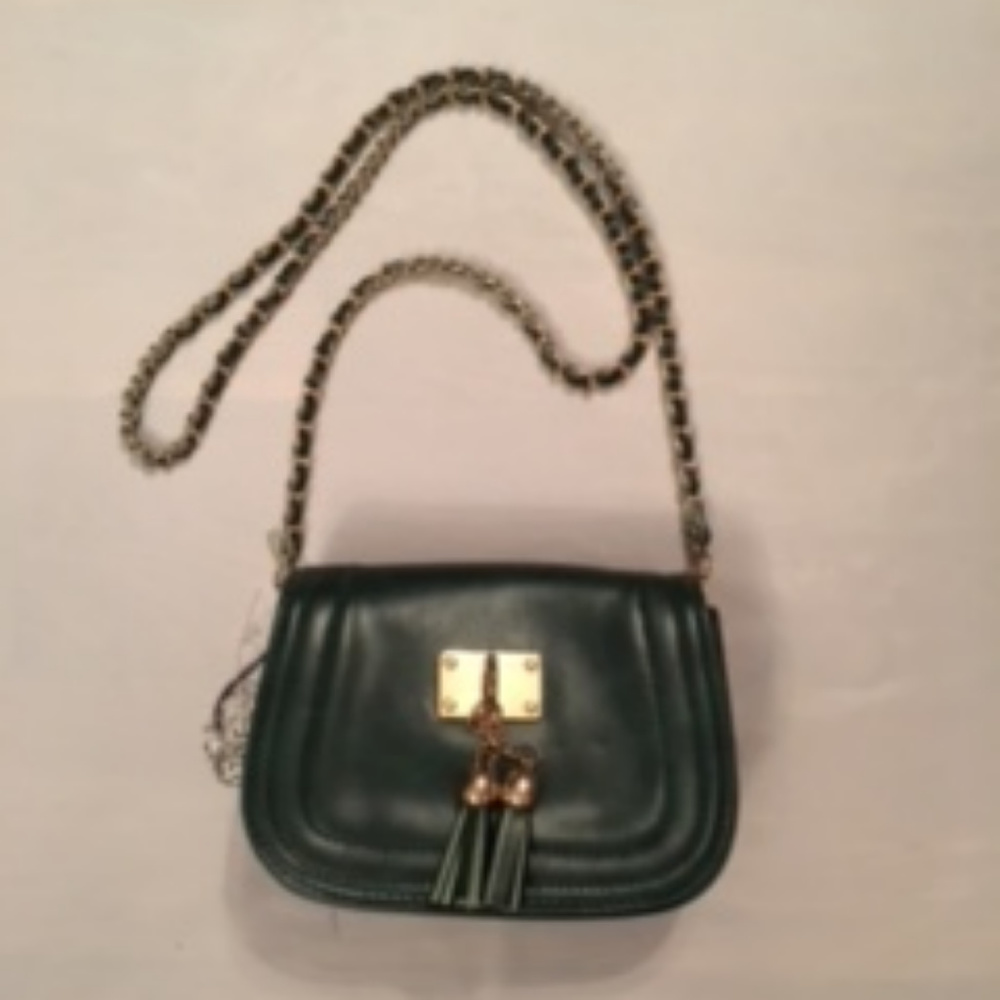 NWT - Emerald Green Vegan Leather Chain Bag
